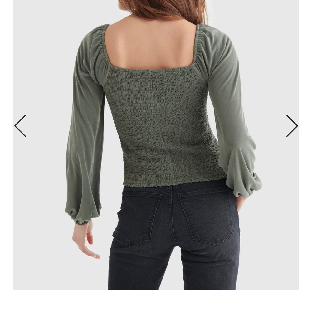 NWT Lucky Brand Smocked Square Neck Knit Top Small - Picture 3 of 8